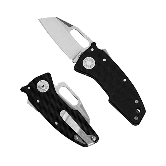 Nano-Shark Black G10 folding knife with a CPM20CV shark foot blade.