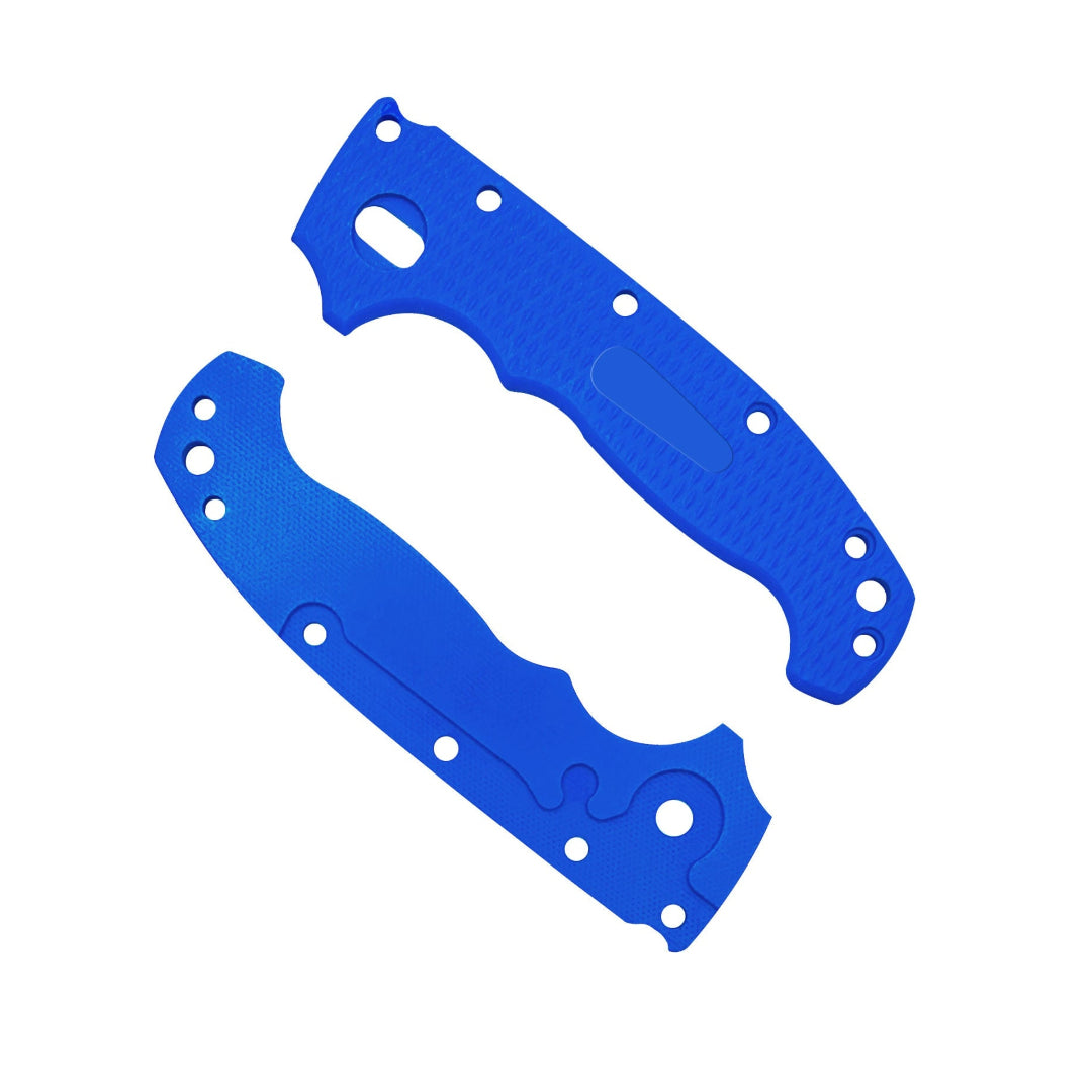 Blue replacement scales for the American made AD20 Slim composed of grivory material.