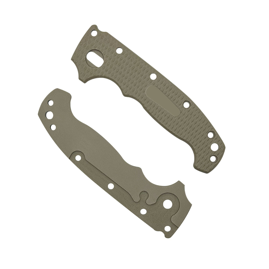 Replacement OD Green Grivory handle scales for the American made AD20 Slim, with a milled texture.