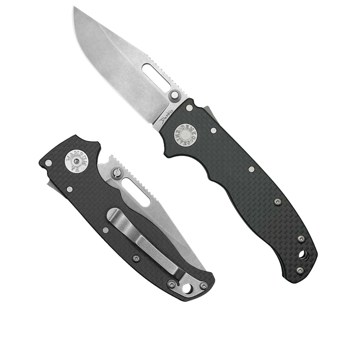 AD20.5 Carbon Fiber Folding knife with a CPM 20CV steel clip point blade.
