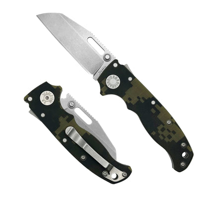 AD20.5 Digi-Camo G10 folding knife with a S35VN steel shark foot blade.
