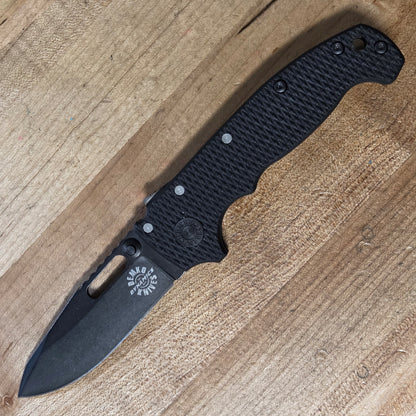 American Made AD20S Black Demko knives dynamics exclusive folding knife with DLC coated blade and logo laser engraved.