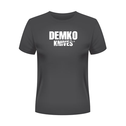 Grey Armiger 4 t-shirt with 'Demko Knives' logo on a white background.