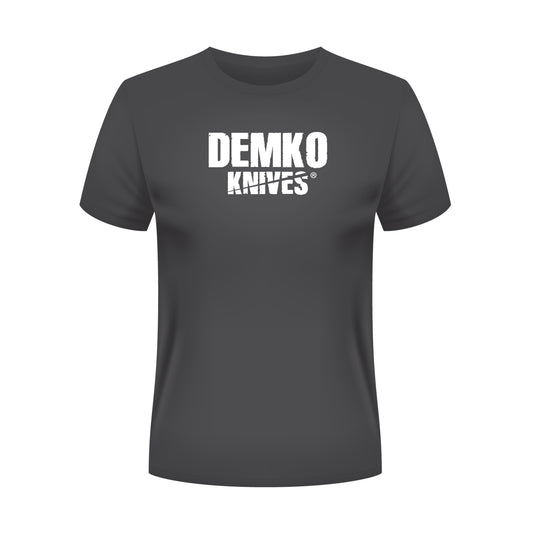 Grey Armiger 4 t-shirt with 'Demko Knives' logo on a white background.