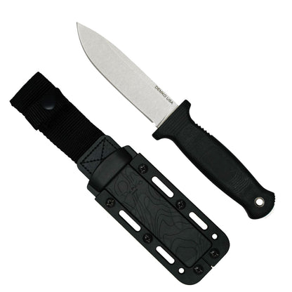 Armiger 4 fixed blade hunting knife with an black handle, sheath and a MagnaCut steel drop point blade.