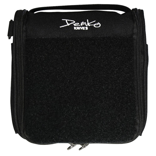 Black knife case for multiple folding knives with 'Demko Knives' logo on the front.
