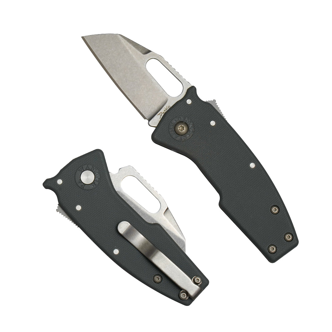 Nano-Shark Grey GRN folding knife with a AUS10A shark foot blade.