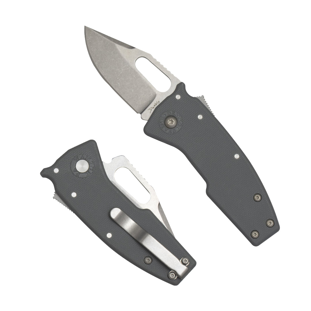 Nano-Shark Grey GRN folding knife with a AUS10A clip point blade.
