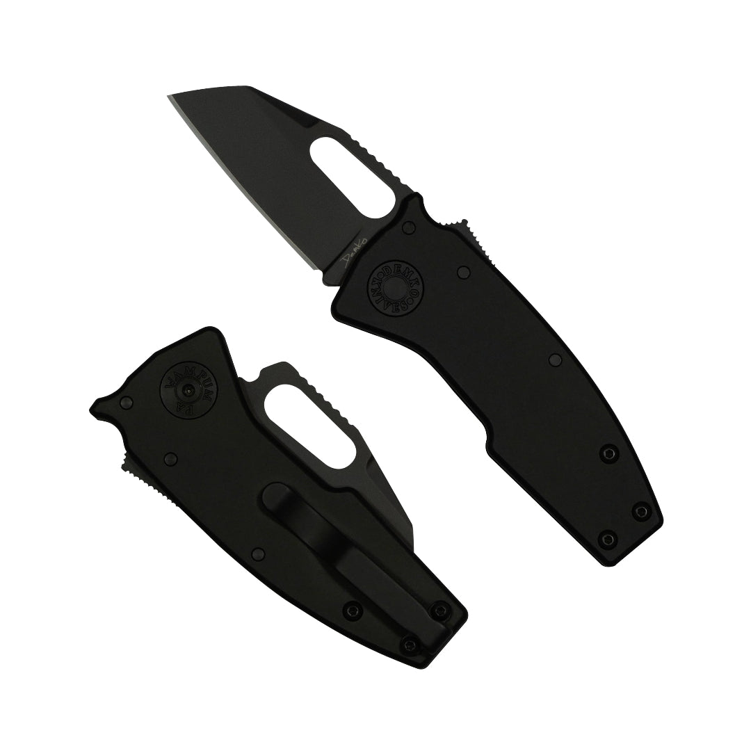 Nano-Shark Stealth Artillery Grey Anodized Aluminum folding knife with a CPM 20CV DLC shark foot blade.