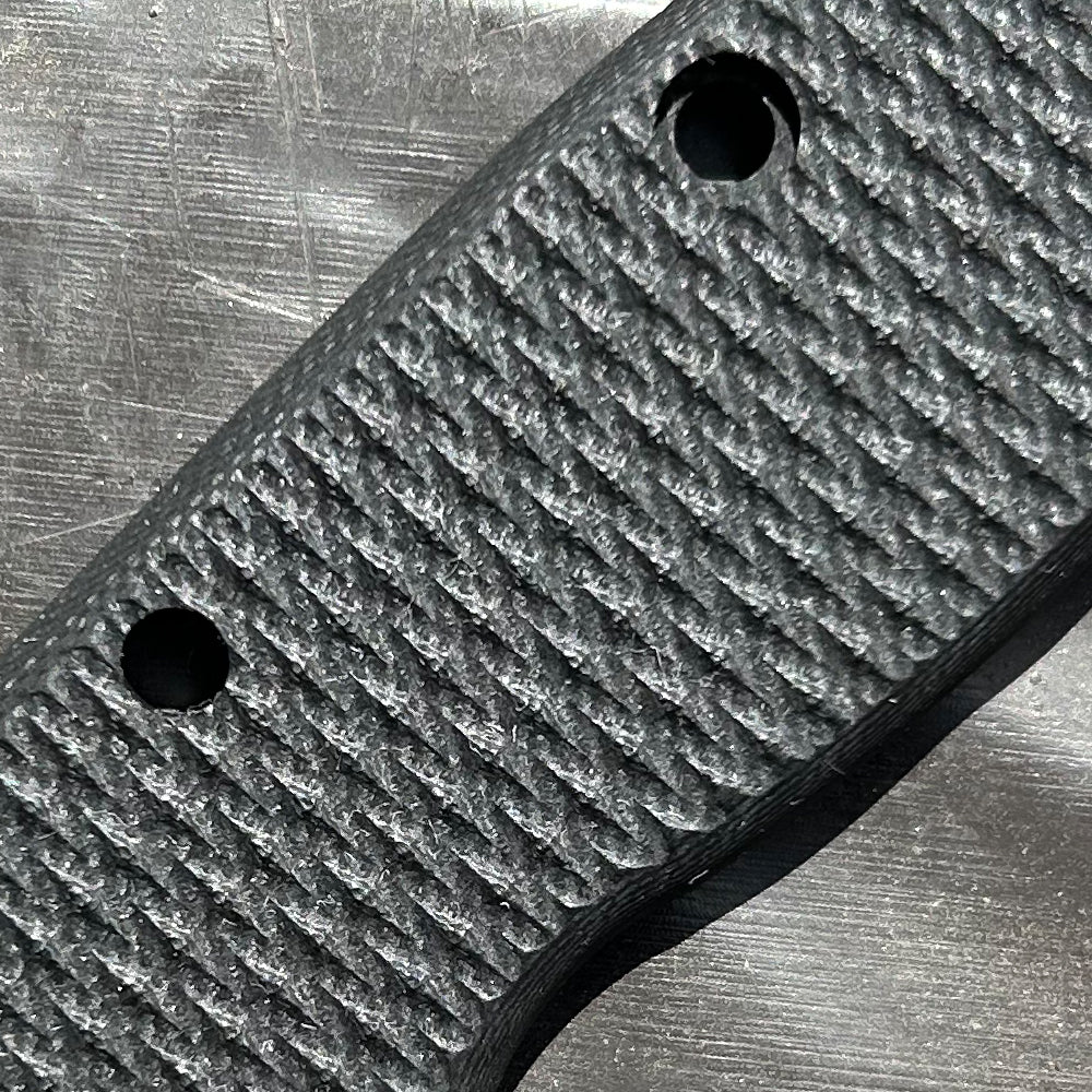 Milled black G10 handle scale for our USA-Made AD20 folding knives.