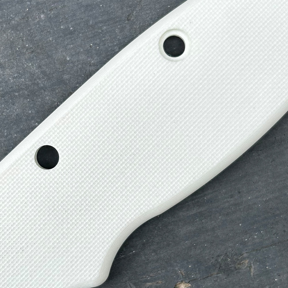 Peel Ply white G10 handle scale for our USA-Made AD20 folding knives.