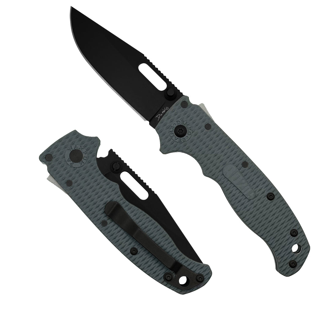 AD20.5 Grey Grivory folding knife with a D2 DLC steel clip point blade.